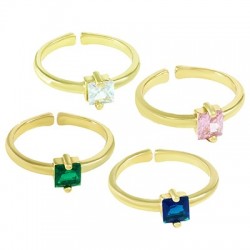 Anello Quadrato in Ottone con Zircone 5X21 mm