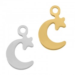 Breloque demi-lune avec étoile 7x11mm en Acier Inoxydable 304