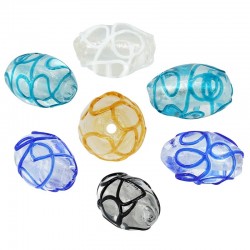 Murano Style Glass Bead Tube Oval 15x24mm Ø2mm
