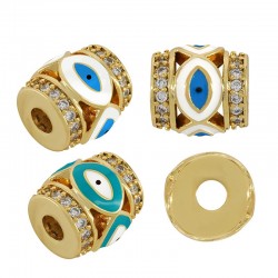 Tubo in Ottone Smaltato con Zircone Occhio Malvagio 10 mm Ø3 mm
