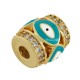 Enameled Brass Tube with Evil Eye Zircon 10mm Ø3mm