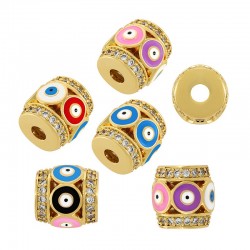 Tubo de Metal Latón Ojo con Circonitas y Esmalte 11mm(Ø3mm)