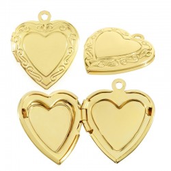 Brass Charm Heart Openable 19mm