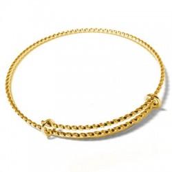 Bracelet Jonc Martelé Ajustable en Métal/Laiton 70mm (1.8mm) avec 2 anneaux