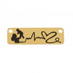Stainless Steel 304 Connector Tag with Mom & Baby 30x9mm/1.3mm
