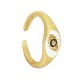 Brass Finger Ring Oval with Evil Eye Enamel & Zircon 17x14mm