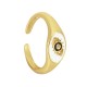 Brass Ring Oval w/ Evil Eye Enamel & Zircon 17x14mm