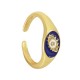 Brass Finger Ring Oval with Evil Eye Enamel & Zircon 17x14mm