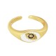 Brass Finger Ring Oval with Evil Eye Enamel & Zircon 17x14mm