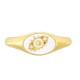Brass Finger Ring Oval with Evil Eye Enamel & Zircon 17x14mm