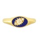Brass Finger Ring Oval with Evil Eye Enamel & Zircon 17x14mm