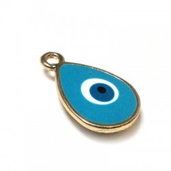 Breloque Goutte Émaillée avec œil en Métal/Zamak 12,5x17mm