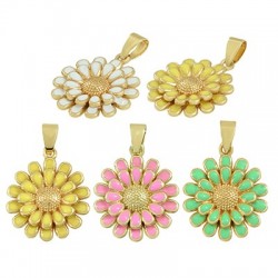 Enameled Brass Charm Flower 21mm
