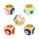 Enameled Brass Bead Cube with Evil Eye 8x6mm Ø4mm
