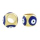 Enameled Brass Bead Cube with Evil Eye 8x6mm Ø4mm
