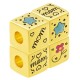 Brass Bead Cube "mom" w/ Flower Star & Enamel 10mm (Ø5.2mm)