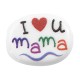 Acrylic Bead Oval Flat "I love u mama" 12x15mm/4mm (Ø1.5mm)