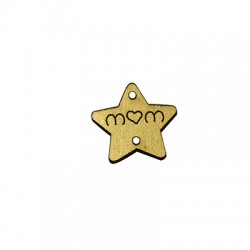 Ξύλινο Στοιχείο Αστέρι "MOM" για Μακραμέ 19x20mm