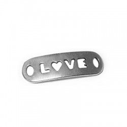 Intercalaire Barre "LOVE" en Métal/Zamac, 24x8mm