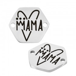 Stainless Steel 304 Hexagon “MAMA” w/ Heart 15x13mm/1.1mm