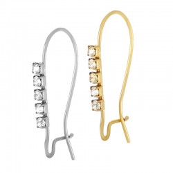 Crochets d'Oreilles avec strass 13x24mm en Acier Inoxydable 304
