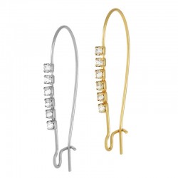 Crochets d'Oreilles avec strass 16x33mm en Acier Inoxydable 304