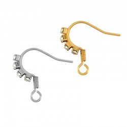 Stainless Steel 304 Earring w/ Hoop & Strass 16x19mm