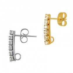 Crochets d'Oreilles avec strass 3x15mm en Acier Inoxydable 304
