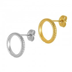 Boucles d'Oreilles Cercles Martellées 14mm/2mm en Acier Inoxydable 304