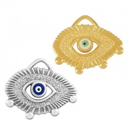 Zamak Charm Evil Eye w/ Enamel 25x18mm