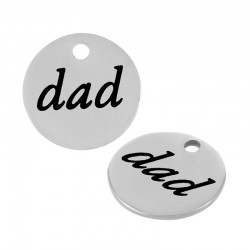 Stainless Steel 304 Charm Round “dad” 10mm/0.8mm