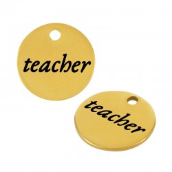 Stainless Steel 304 Charm Round “teacher” 10mm/0.8mm