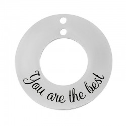 Breloque Cercle "the best" avec 2 trous 25mm en Acier Inoxydable 304