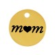 Stainless Steel 304 Charm Round “mom” w/ Heart 10mm/0.8mm