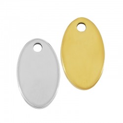 78080715 Breloque Ovale 6x10mm/1mm (Ø1mm) en Acier Inoxydable