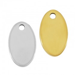 78080716 Breloque Ovale 7x12mm/1mm (Ø1.2mm) en Acier Inoxydable