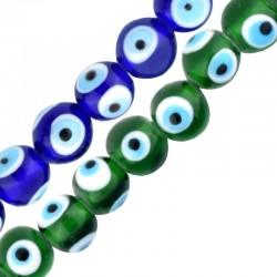 Glass Bead Round Evil Eye 12mm (Ø2.2mm) (25pcs)