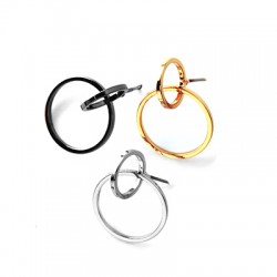 Brass Earring 2 Circles 24x16mm