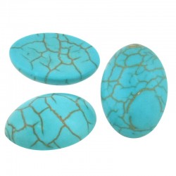 Howlite Turquoise Crackle Flatback Oval 13x18mm