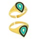 Bague en Laiton Émaillé en Forme de Goutte 20 x 15 mm
