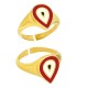 Enameled Brass Finger Ring Teardrop 20x15mm
