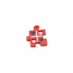 Ciondolo in Plexi Acrilico Puzzle con Cuori 17x18mm