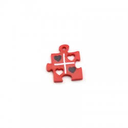 Pendentif puzzle avec cœurs en Plexiacrylique 17x18mm