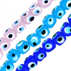 Glass Bead Square Evil Eye 8mm (Ø1mm) (38pcs)