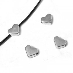 Μεταλλική Ζάμακ Χάντρα Καρδιά Επίπεδη Περαστή 6mm (Ø1mm)