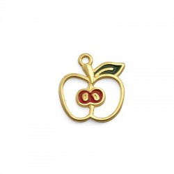 Pendentif pomme émaillée en Métal/Zamak 20x19mm