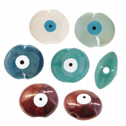 Ceramic Bead Slider Round w/ Evil Eye & Enamel 30mm