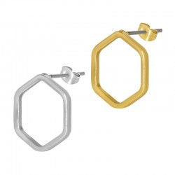 Brass Earring Hexagon 13mm