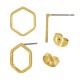 Brass Earring Hexagon 13mm