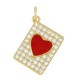 Ciondolo a Forma di Cuore in Ottone Smaltato con Zircone 12X15 mm